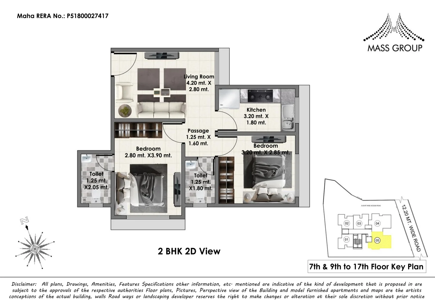2 BHK floor plan of Mass Ionics