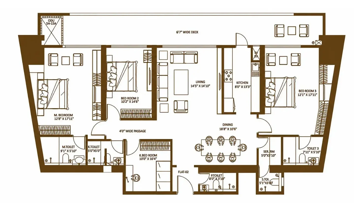 3.5 BHK floor plan of Shapoorji Minerva