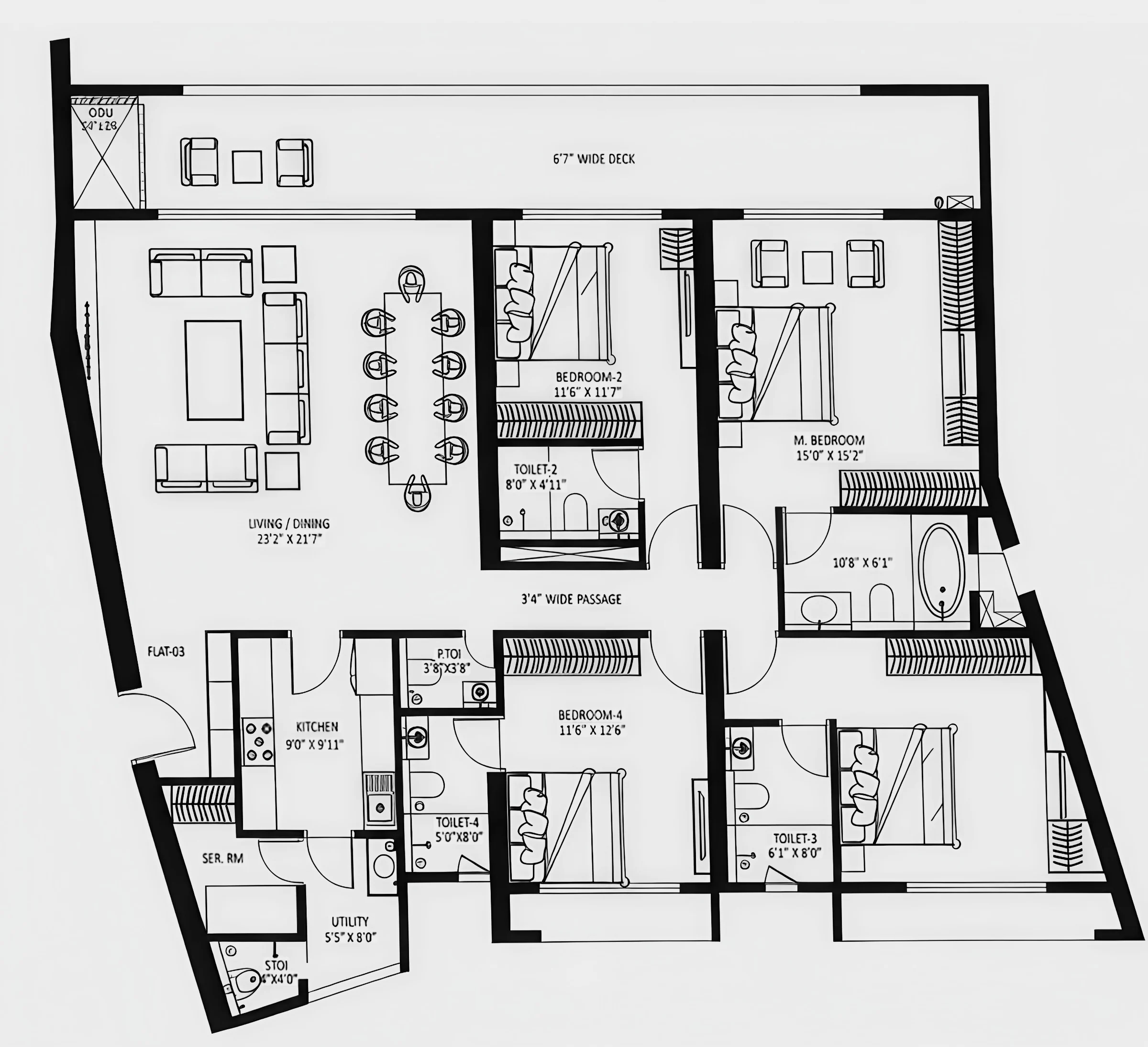 4 BHK floor plan of Shapoorji Minerva