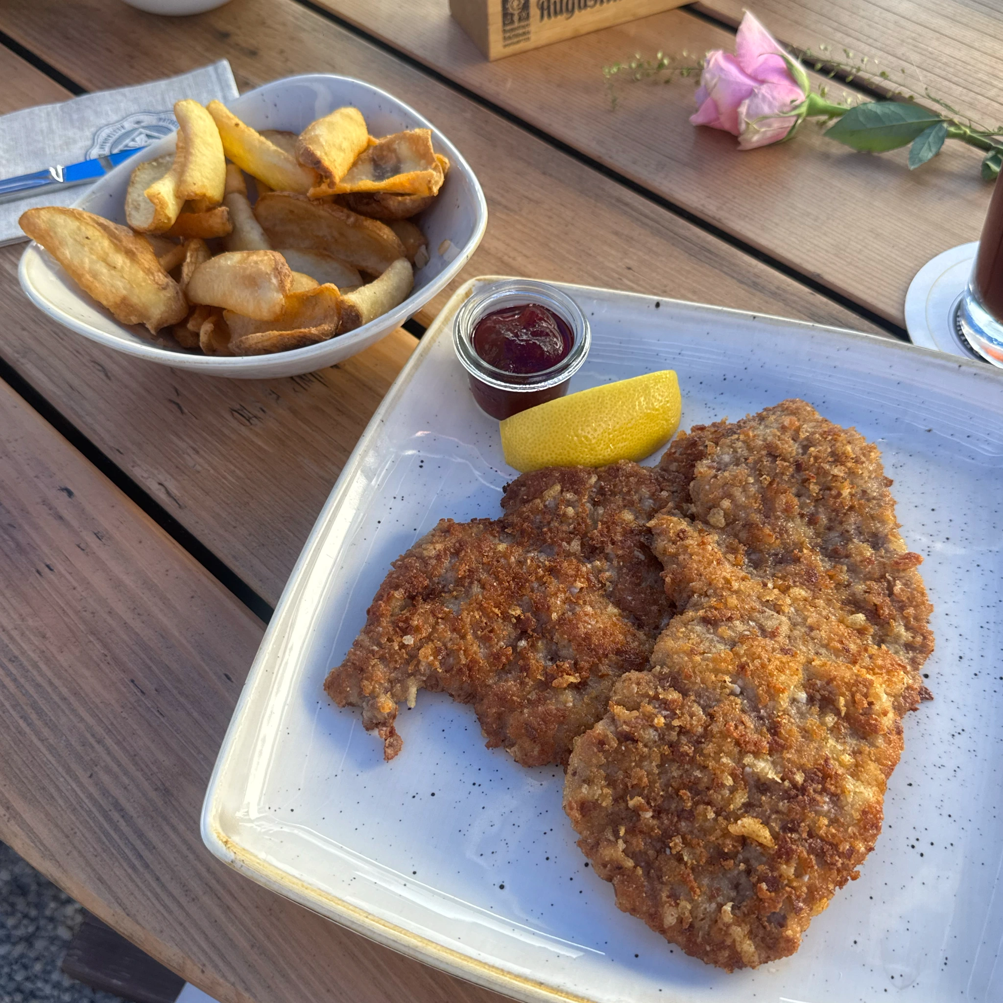 Bergschnitzel, fries, and a schnitzel at Ratskeller Schliersee — shared on Makan