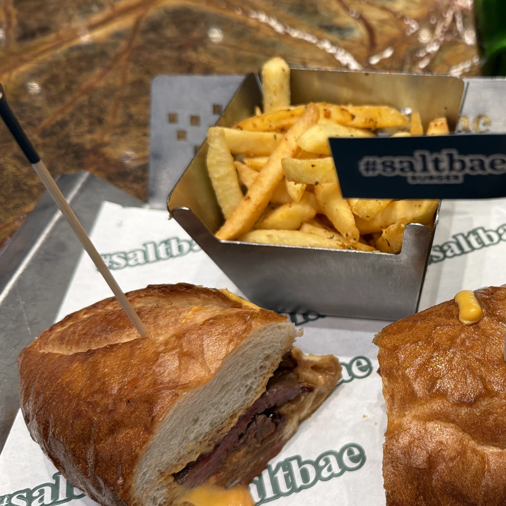 Steak sandwich at Saltbae Burger — shared on Makan