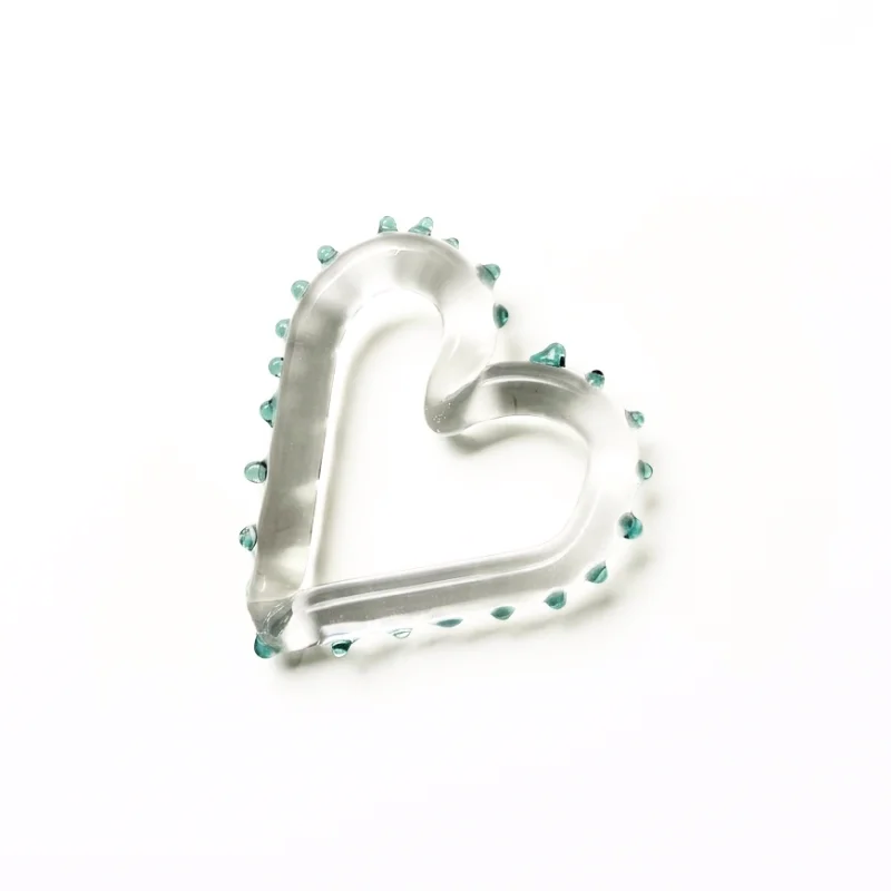 Corazon Grande Transparente Puntos Turquesa