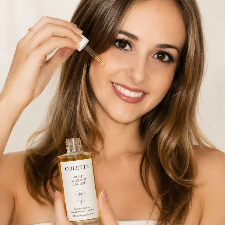 L’Huile de Beauté Colette, appliquée au compte-gouttes