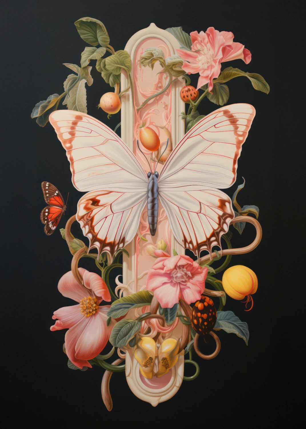 Butterfly And Flowers