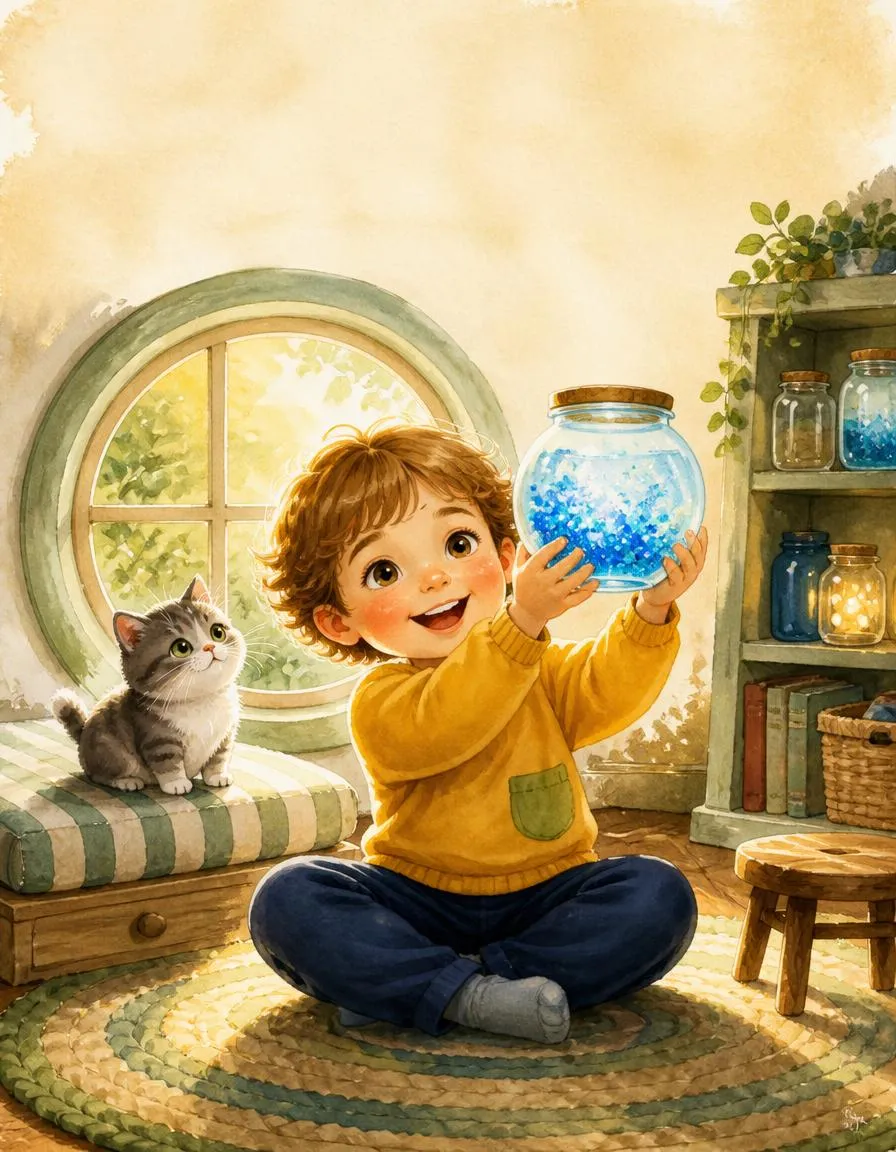 La copertina di «Il barattolo della calma di Tommaso: brillantini che girano»