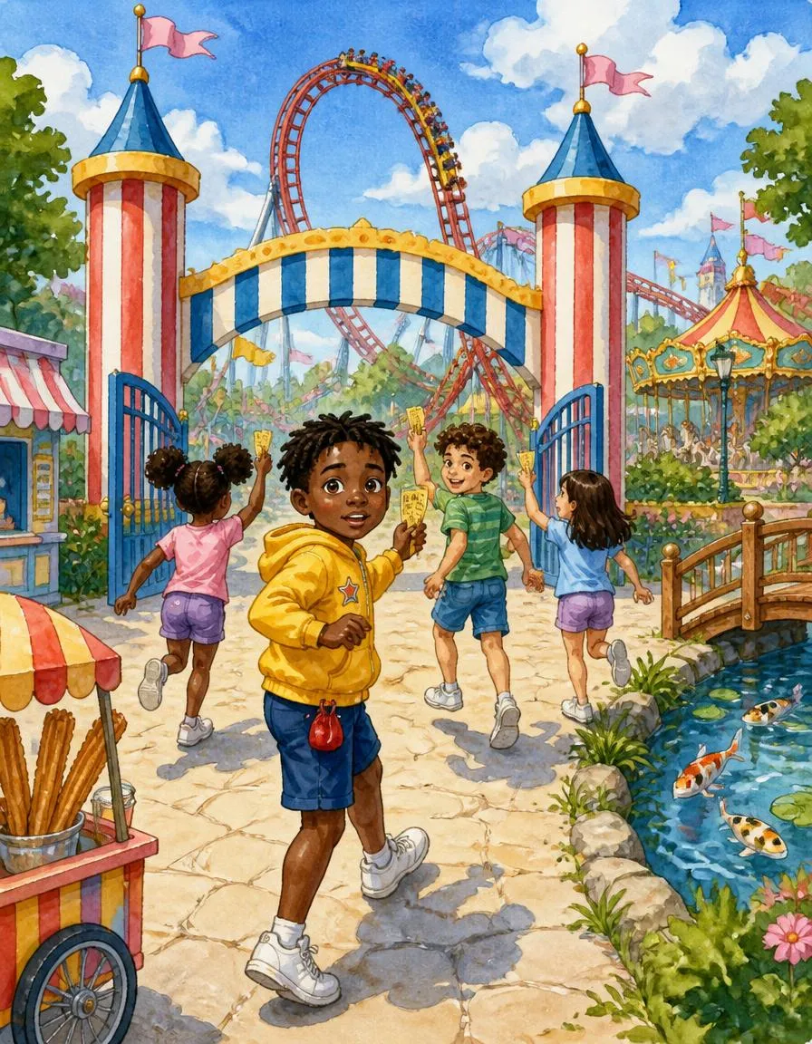 Page 1 of "Kofi and the Giant Rollercoaster"