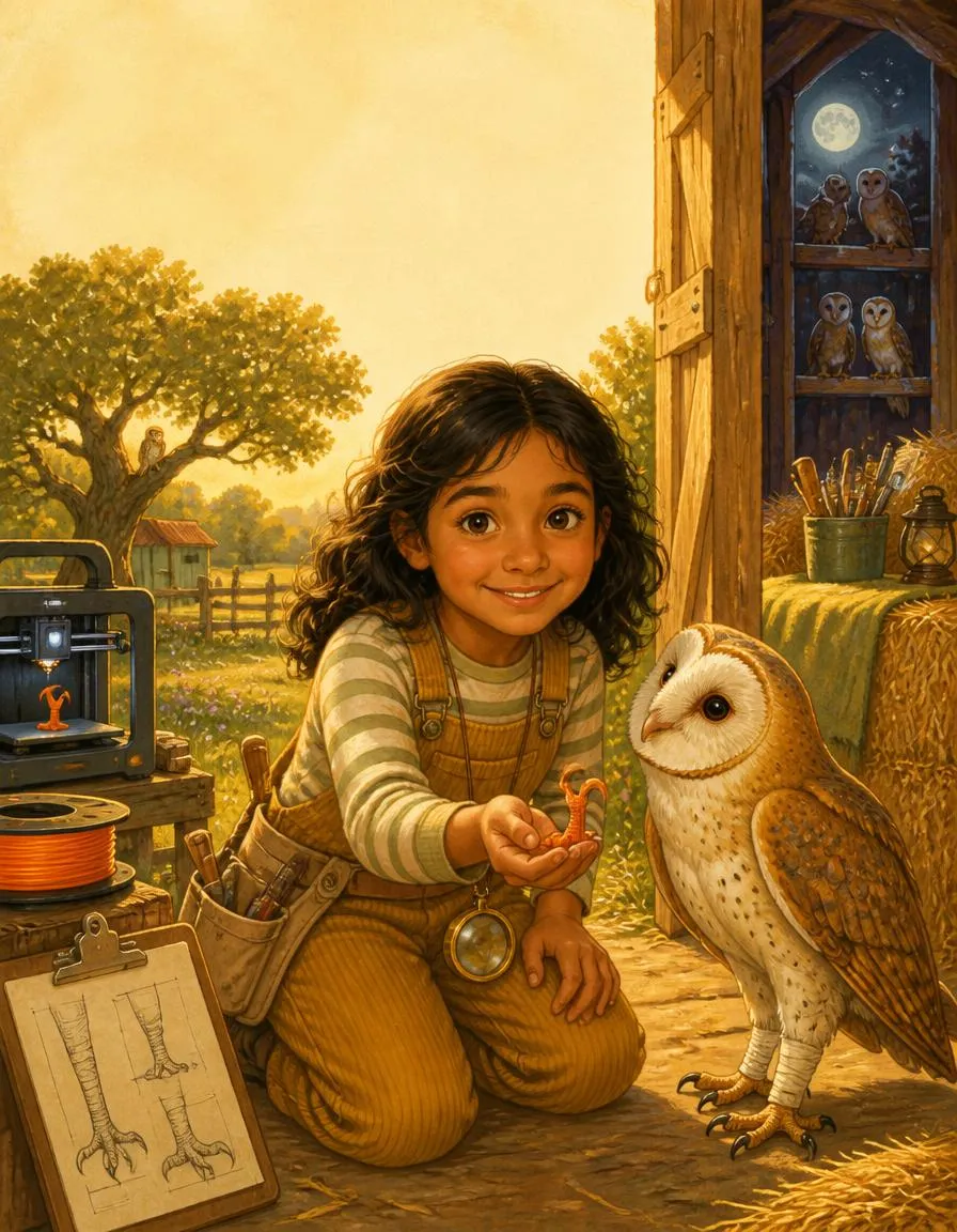 The cover of "Priya and the Bionic Leg for Barnaby the Owl"