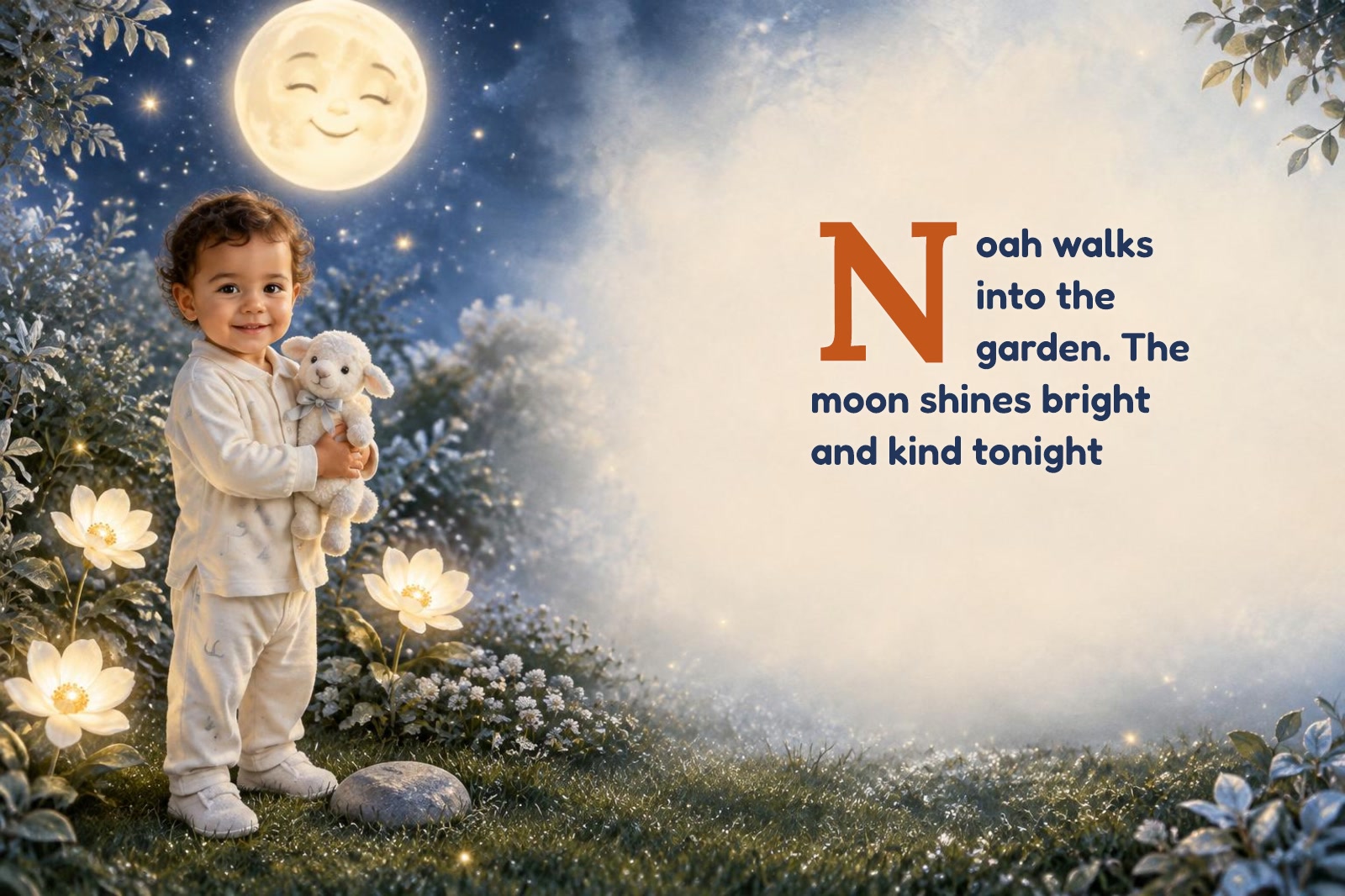 Page 1 of "Noah and the Moon's Soft Garden"