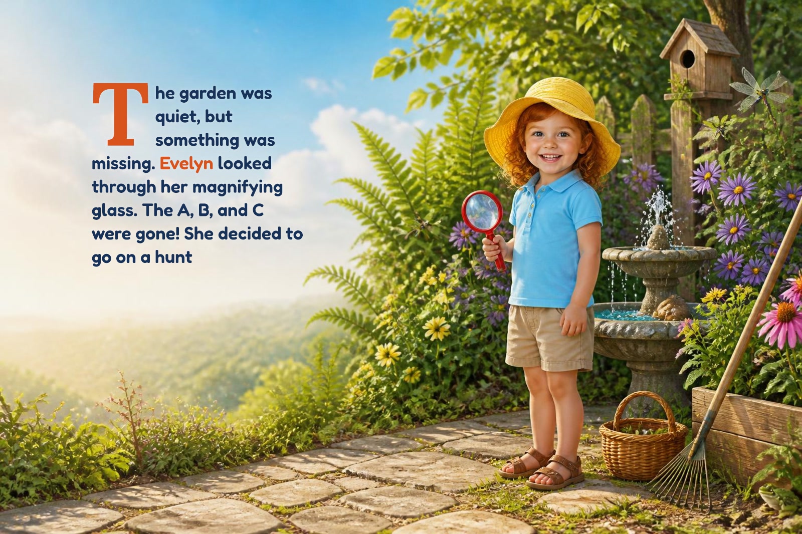 Page 1 of "Evelyn and the Alphabet Garden Hunt"