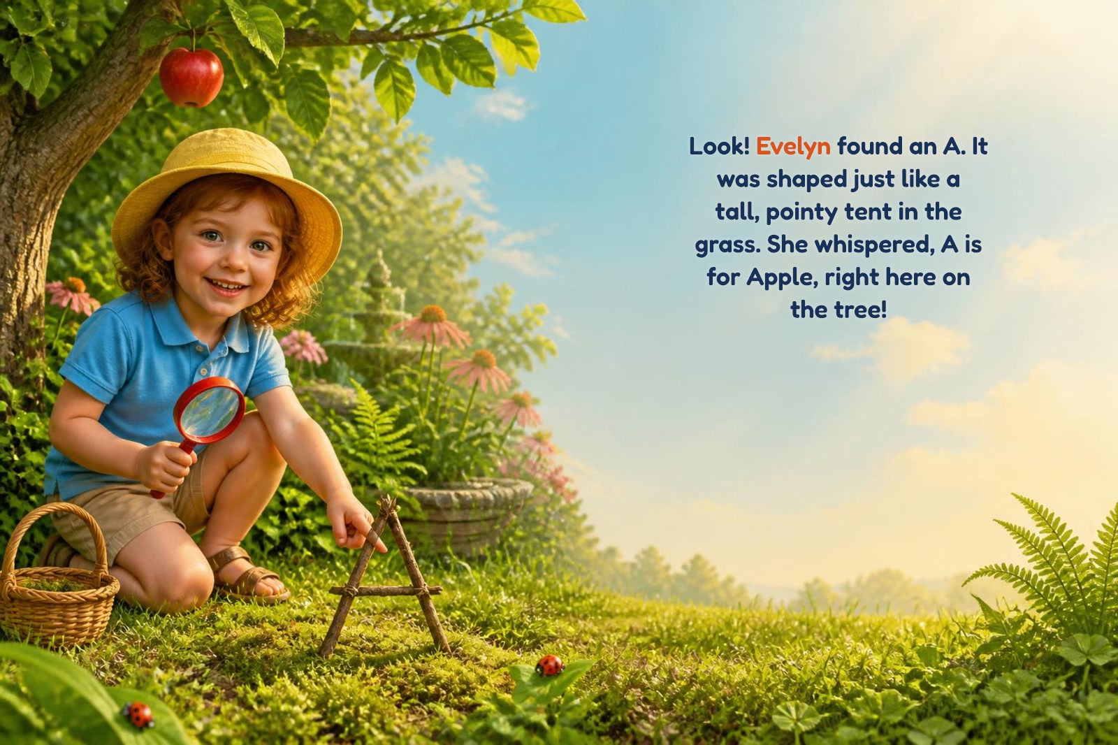 Page 2 of "Evelyn and the Alphabet Garden Hunt"