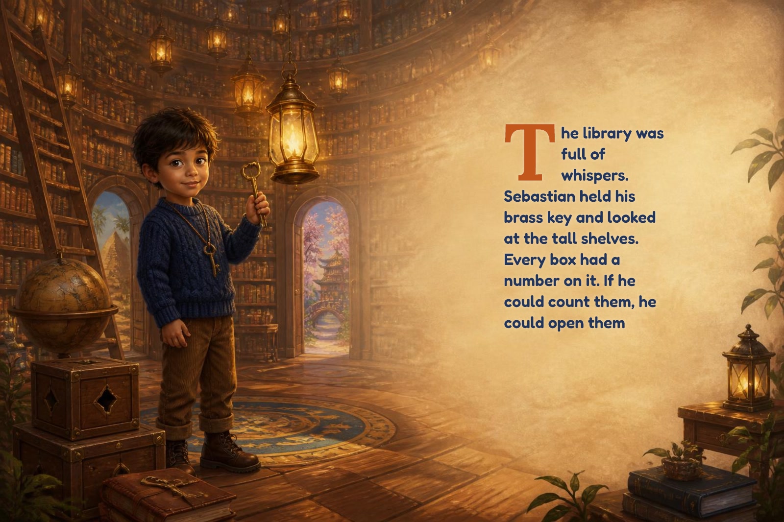 Page 1 of "Sebastian and the Library of Lost Tongues"