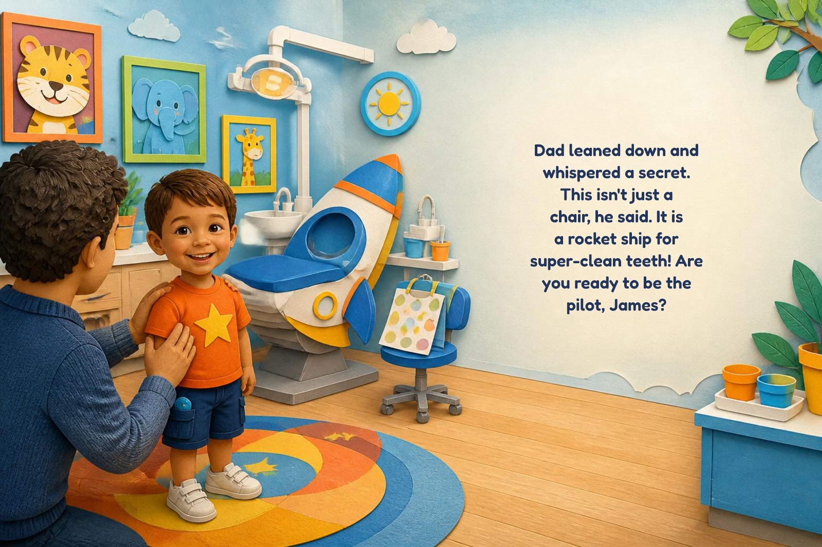 Page 3 of "James and the Brave Dentist's Chair"