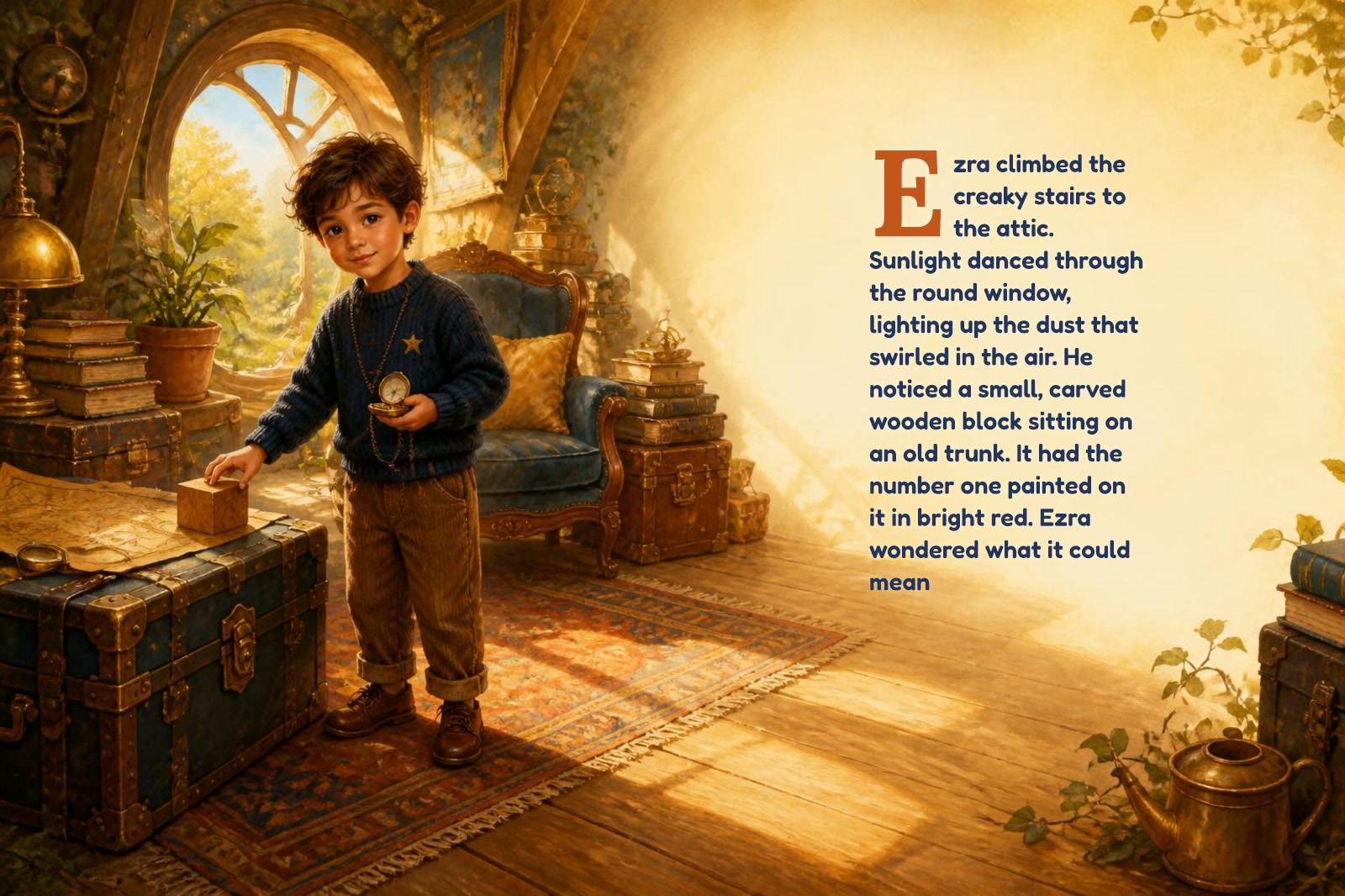 Page 1 of "Ezra and the Secret of the Whispering Attic"