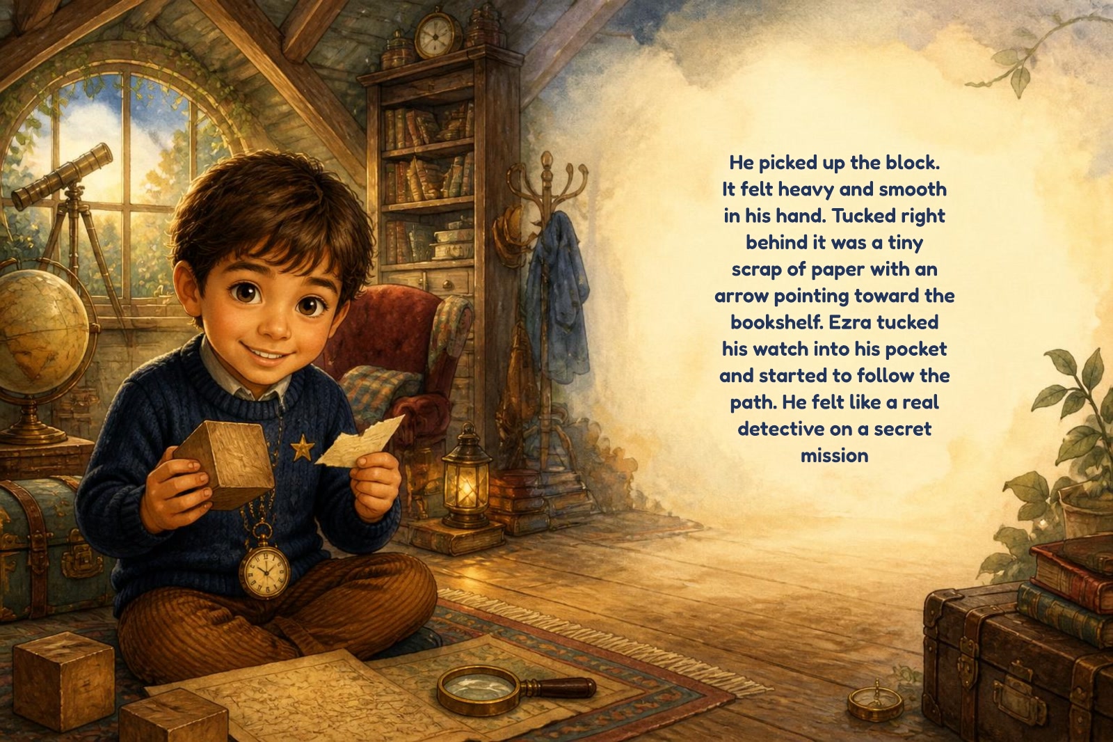 Page 2 of "Ezra and the Secret of the Whispering Attic"