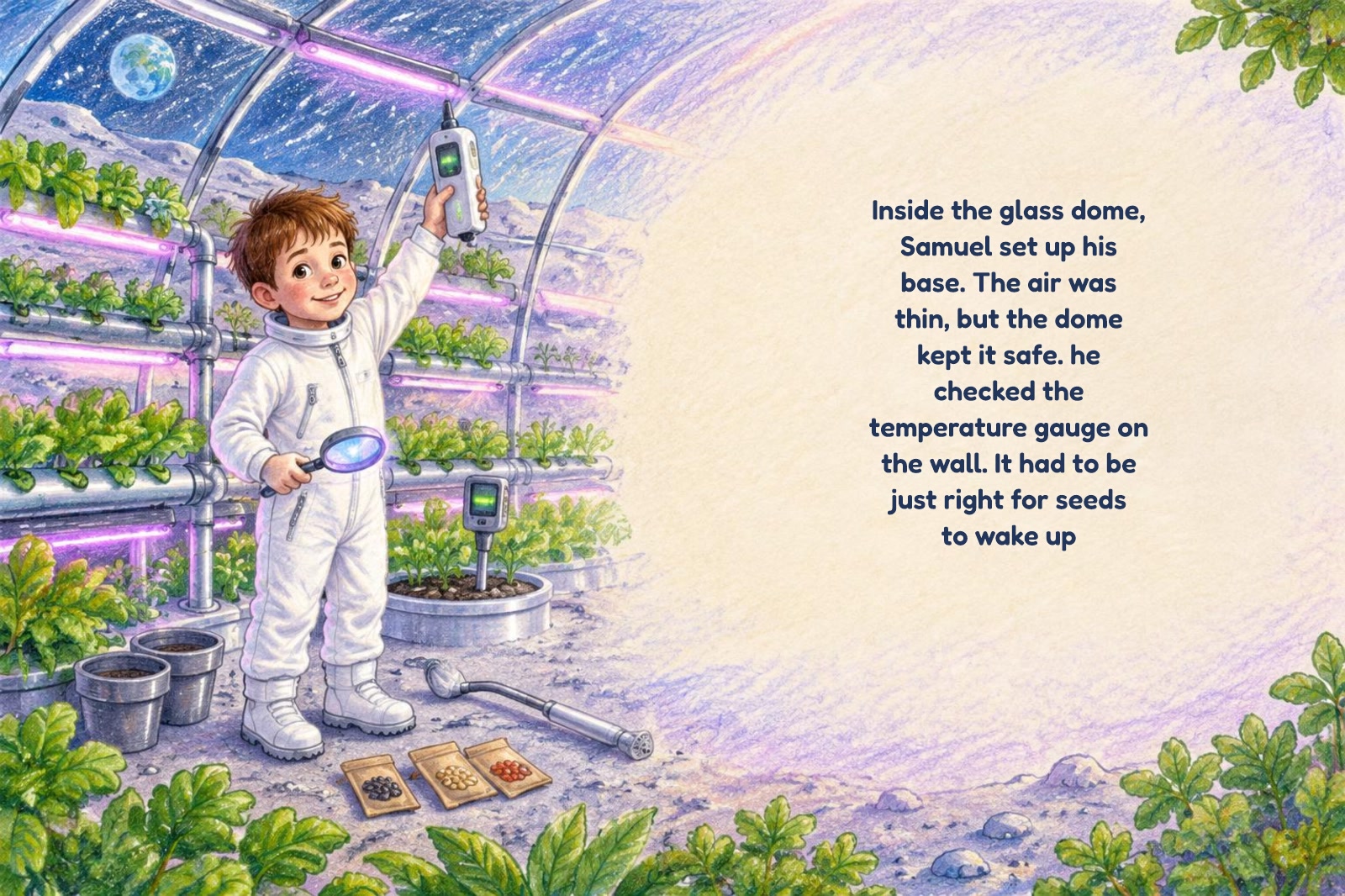 Pagina 2 di "Gabriele e la serra magica sulla Luna"