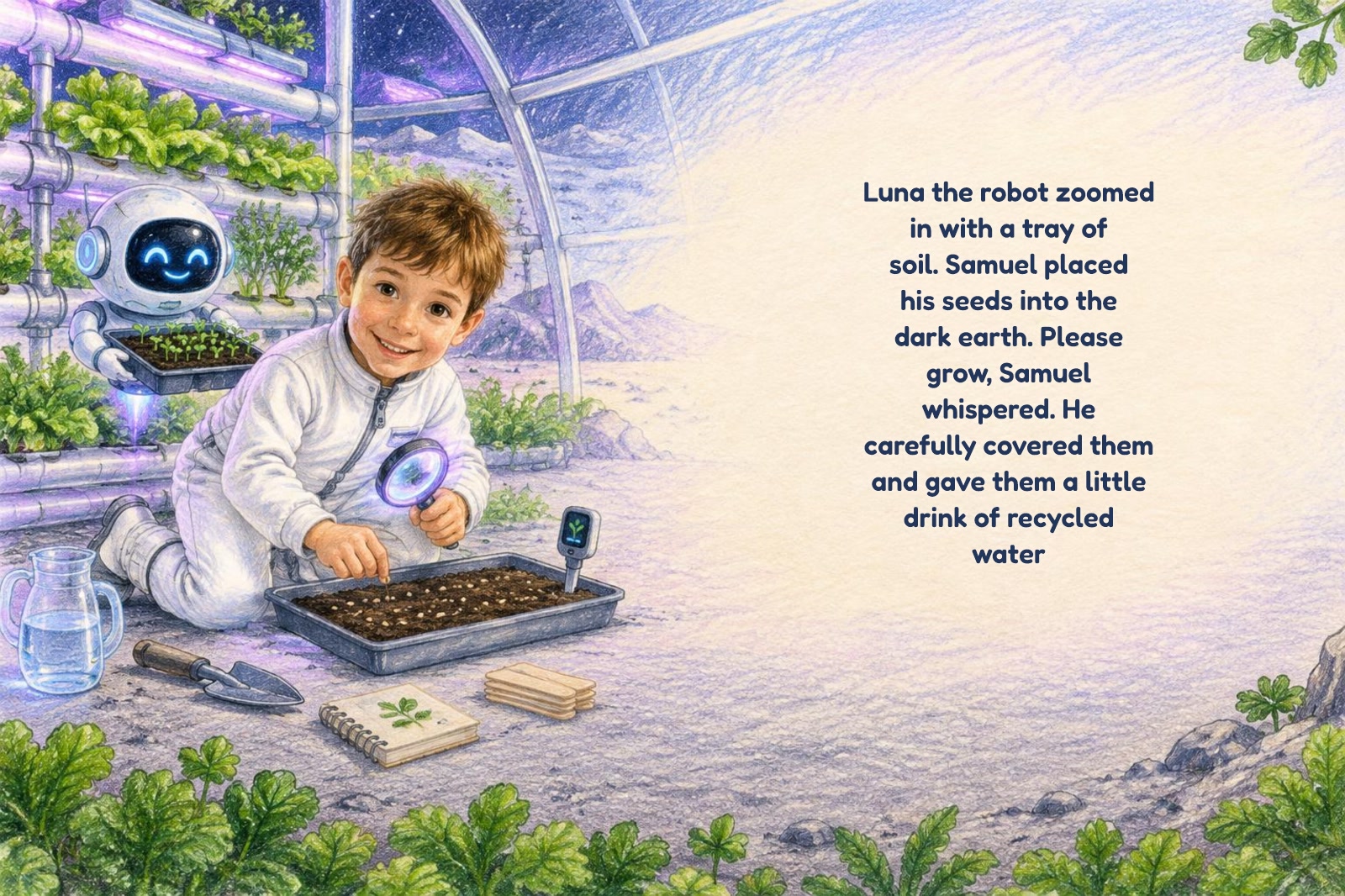 Pagina 3 di "Gabriele e la serra magica sulla Luna"