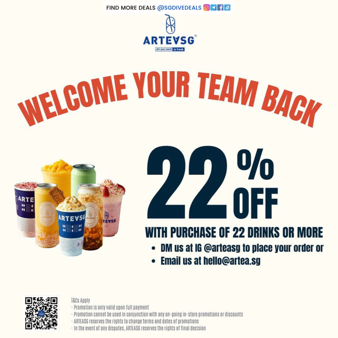 ARTEA,22% OFF with 22 drinks or more