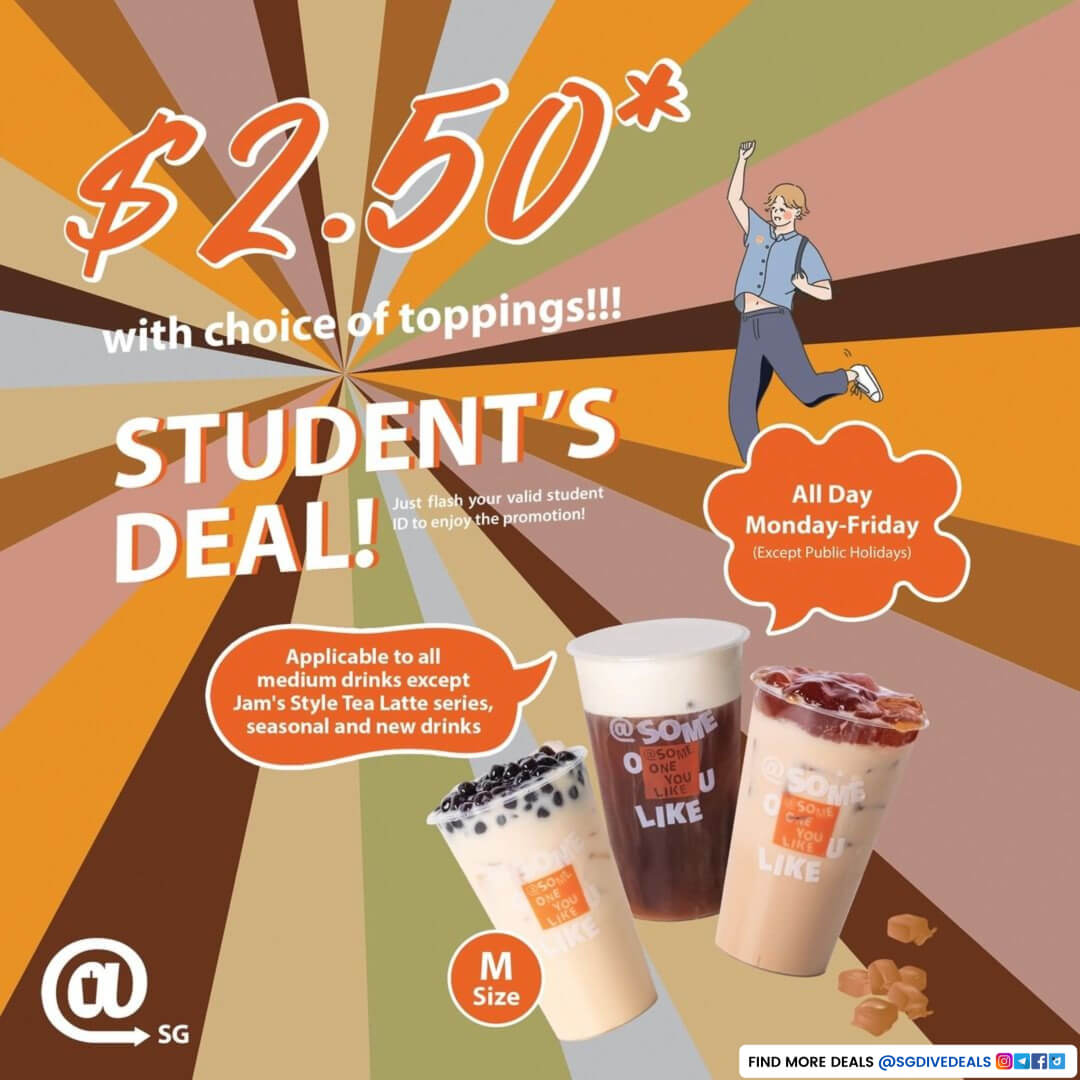 AtTea 署茗職茶,Student Deal: $2.50 Any M Size Tea w Toppings