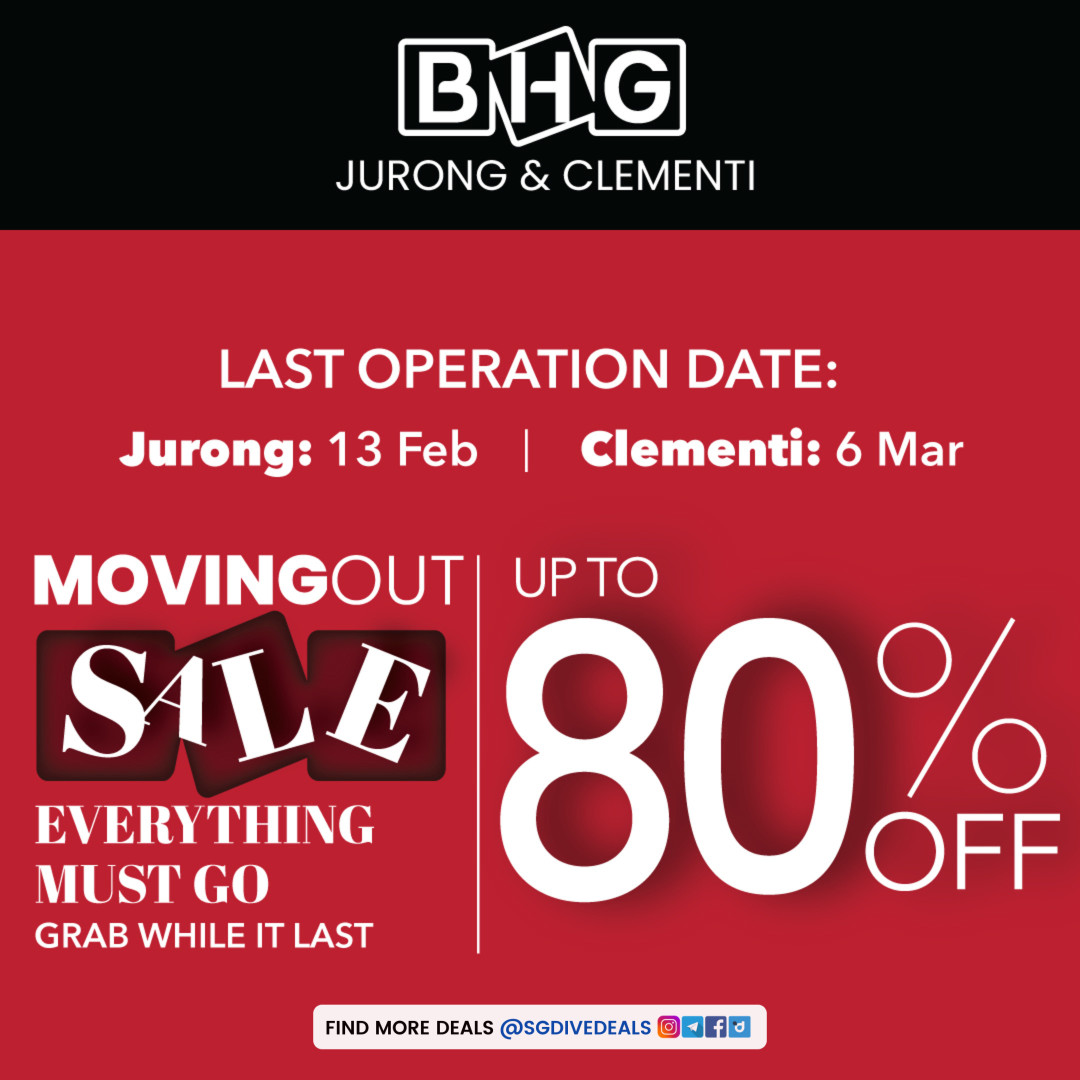 BHG,Moving Out Sale up to 80% OFF