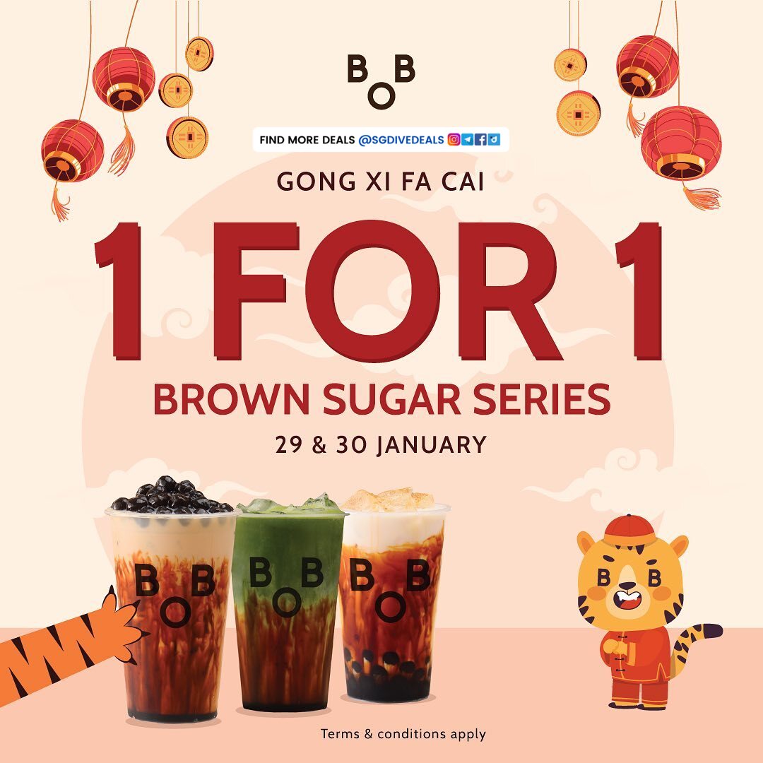 Bober Tea,Enjoy 1 For 1 Brown Sugar Series this weekend