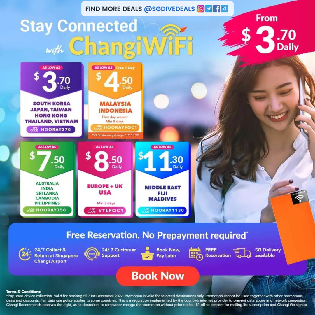Changi Recommends,Rent Overseas Pocket WiFi from $3.70 Daily