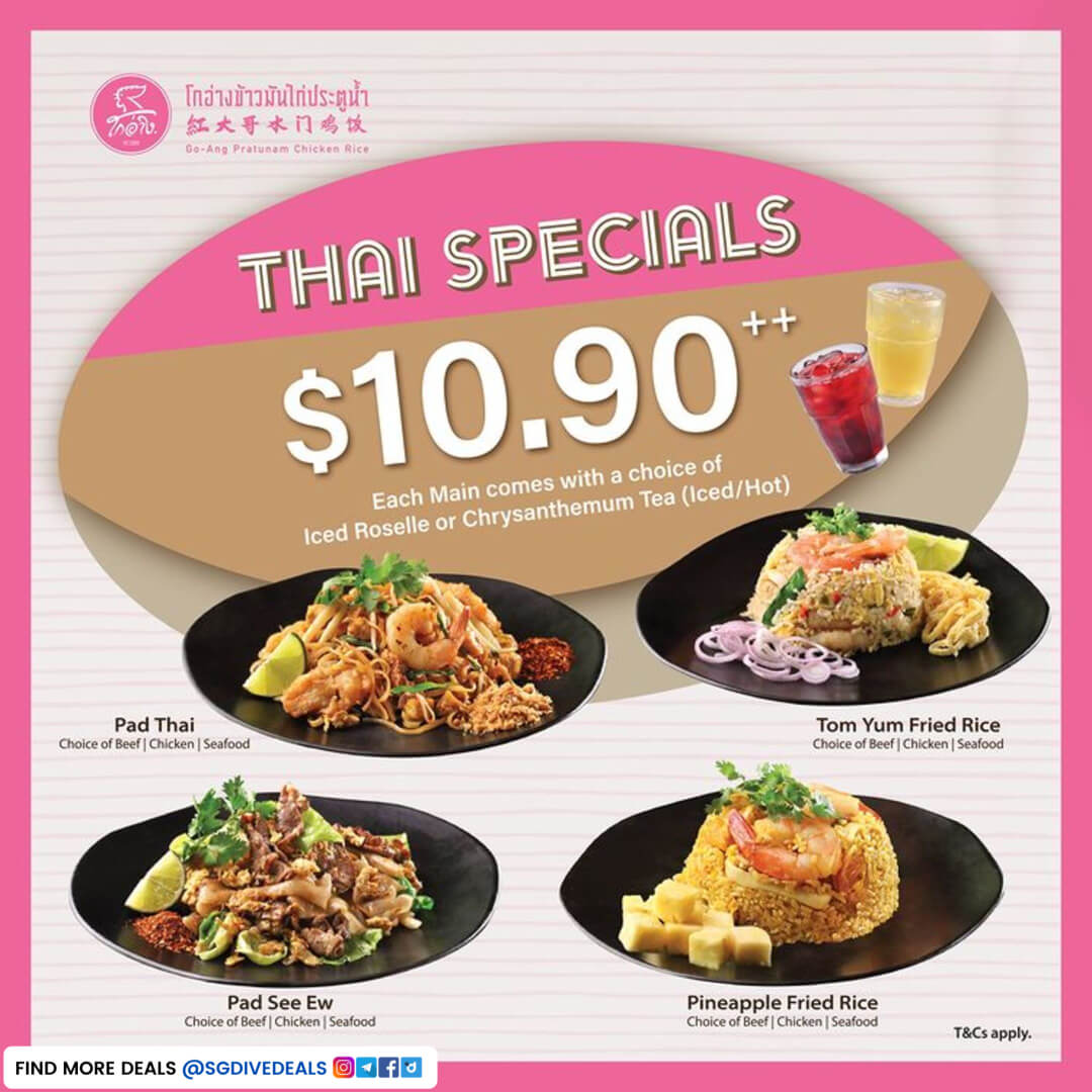 Go-Ang Pratunam Chicken Rice,Get Thai Classic Dishes at $10.90