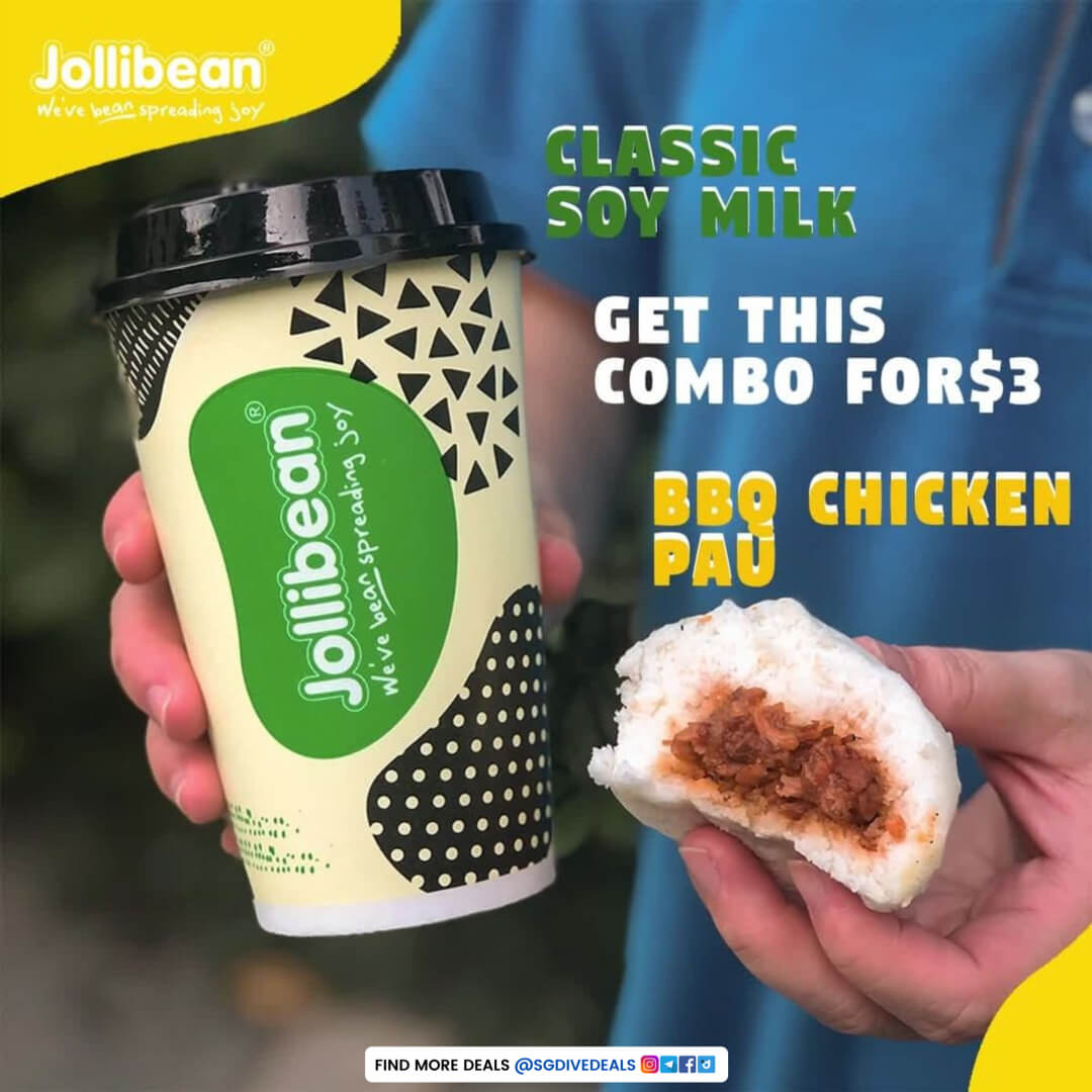 Jollibean,BBQ Chicken Pau & Classic Soy Milk at only $3