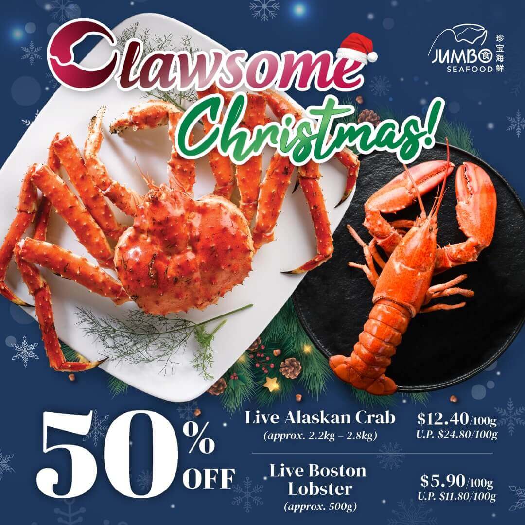 Jumbo Seafood,50% off Alaskan Crab Boston Lobster