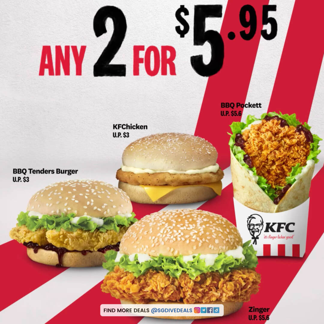 KFC,Any 2 for $5.95