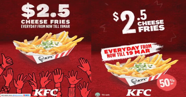 KFC,Enjoy cheese fries at only $2.50