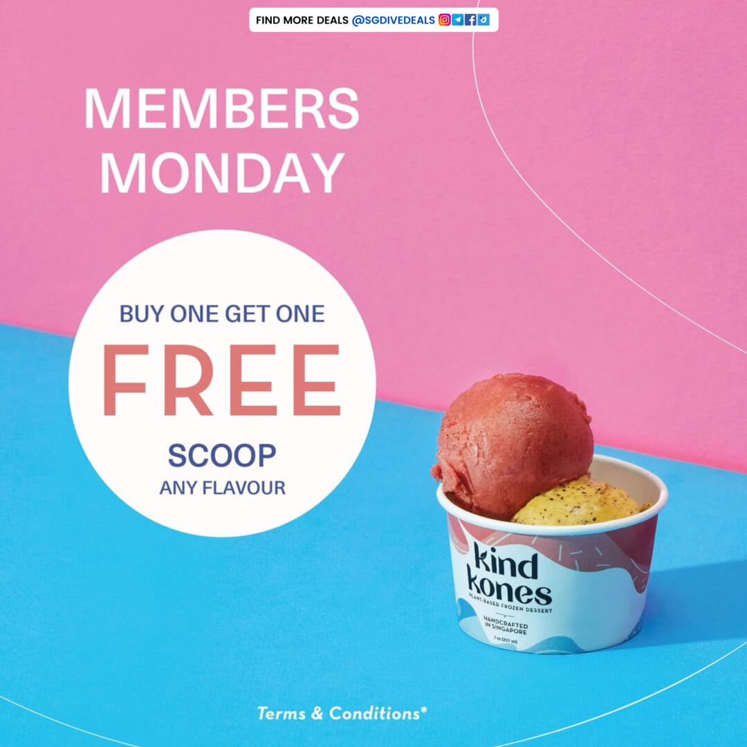Kind Kones,Members Monday Buy 1 get 1 Free Scoop