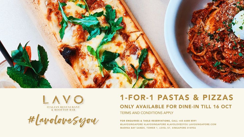 LAVO Italian Restaurant And Rooftop Bar,1-FOR-1 Pastas & Pizzas