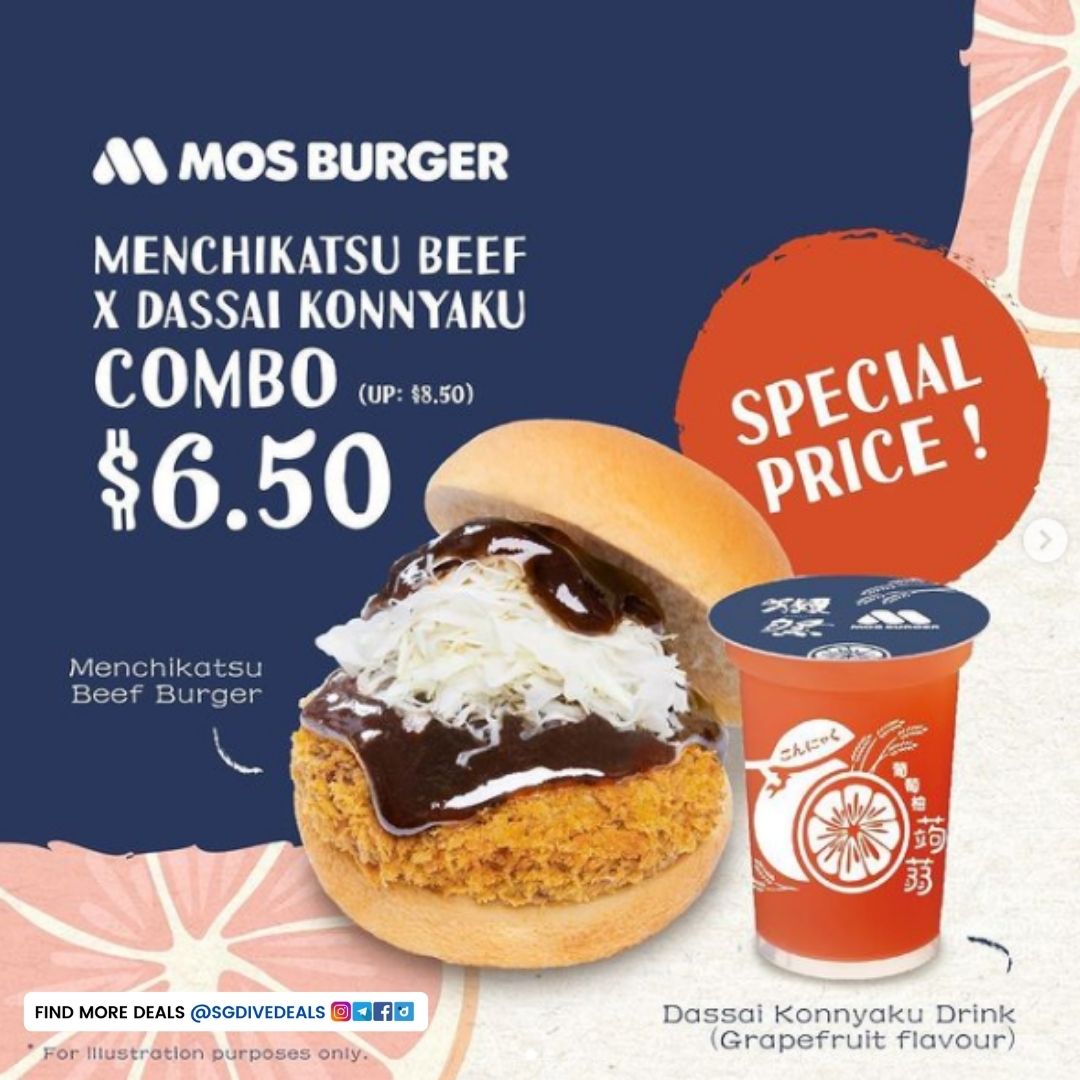 MOS Burger,Beef Burger and Drink at $6.50