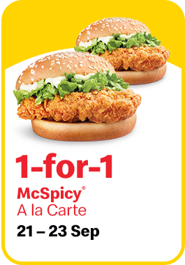 McDonald's,1-FOR-1 McSpicy Burger in-app deal 