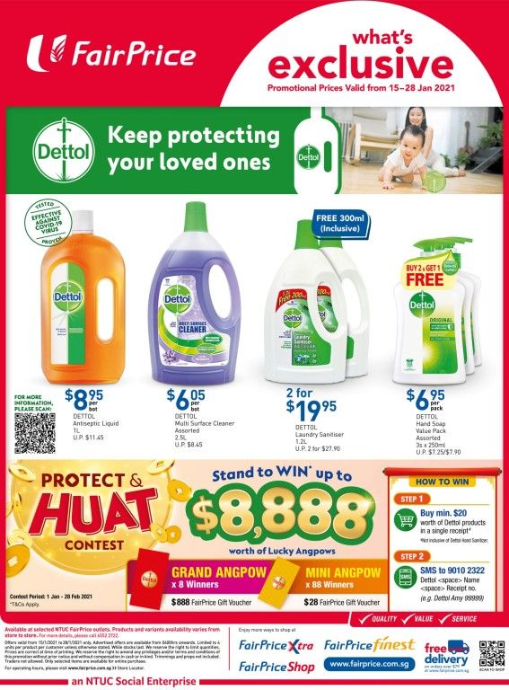 NTUC FairPrice,Dettol Promotion: As low as $6.05/bot