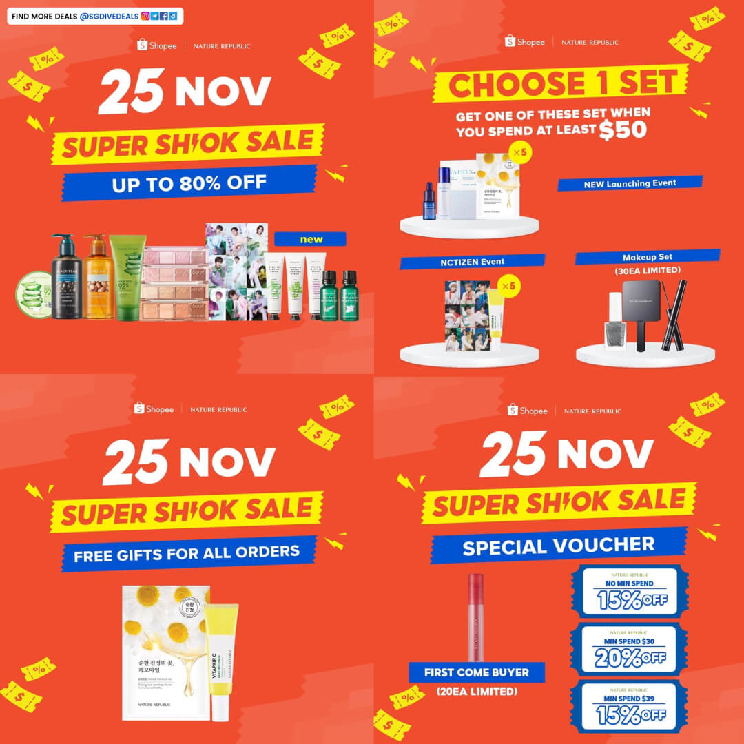Nature Republic,Shopee Super Shiok Sale up to 80% Off