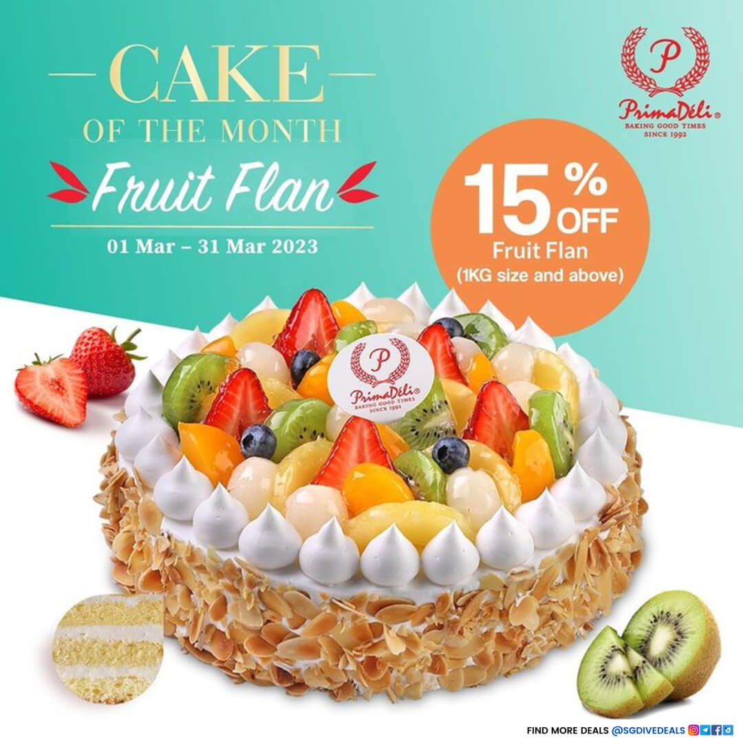PrimaDéli,15% off for Fruit Flan Cake