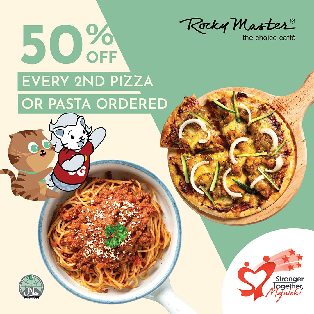 Rocky Master,50% off any 2nd pizza or pasta ordered