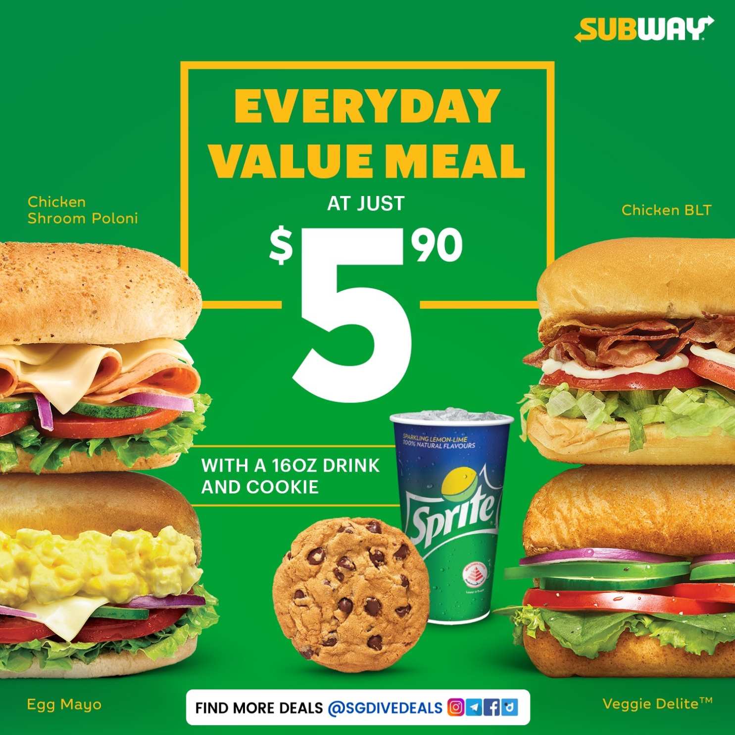 Subway,Value Meal for $5.90
