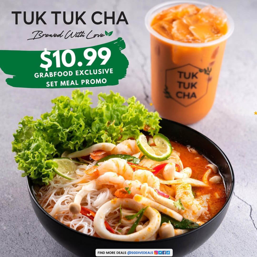 Tuk Tuk Cha,Value Seafood Tom Yam Noodles Set at $10.99