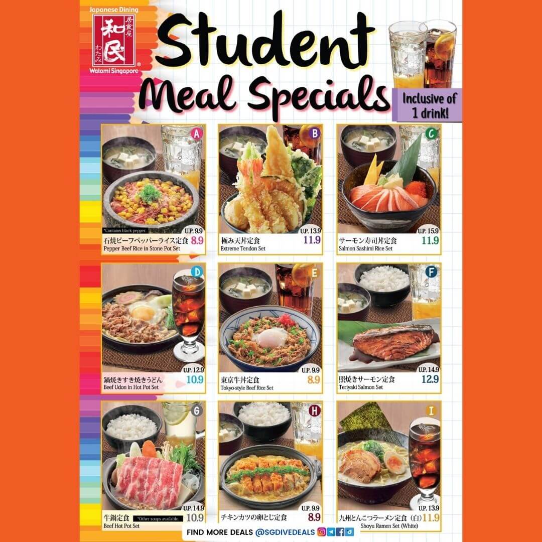 Watami Japanese Dining,Student Meal Specials from $8.90