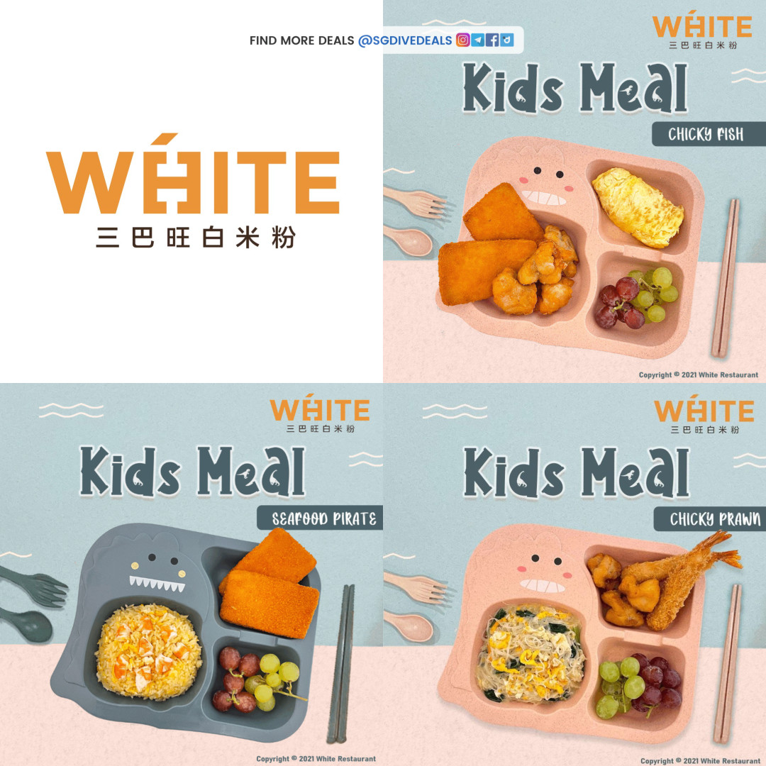 White Restaurant,Kid Meals w/ FREE Kids Colour Paper & Crayons