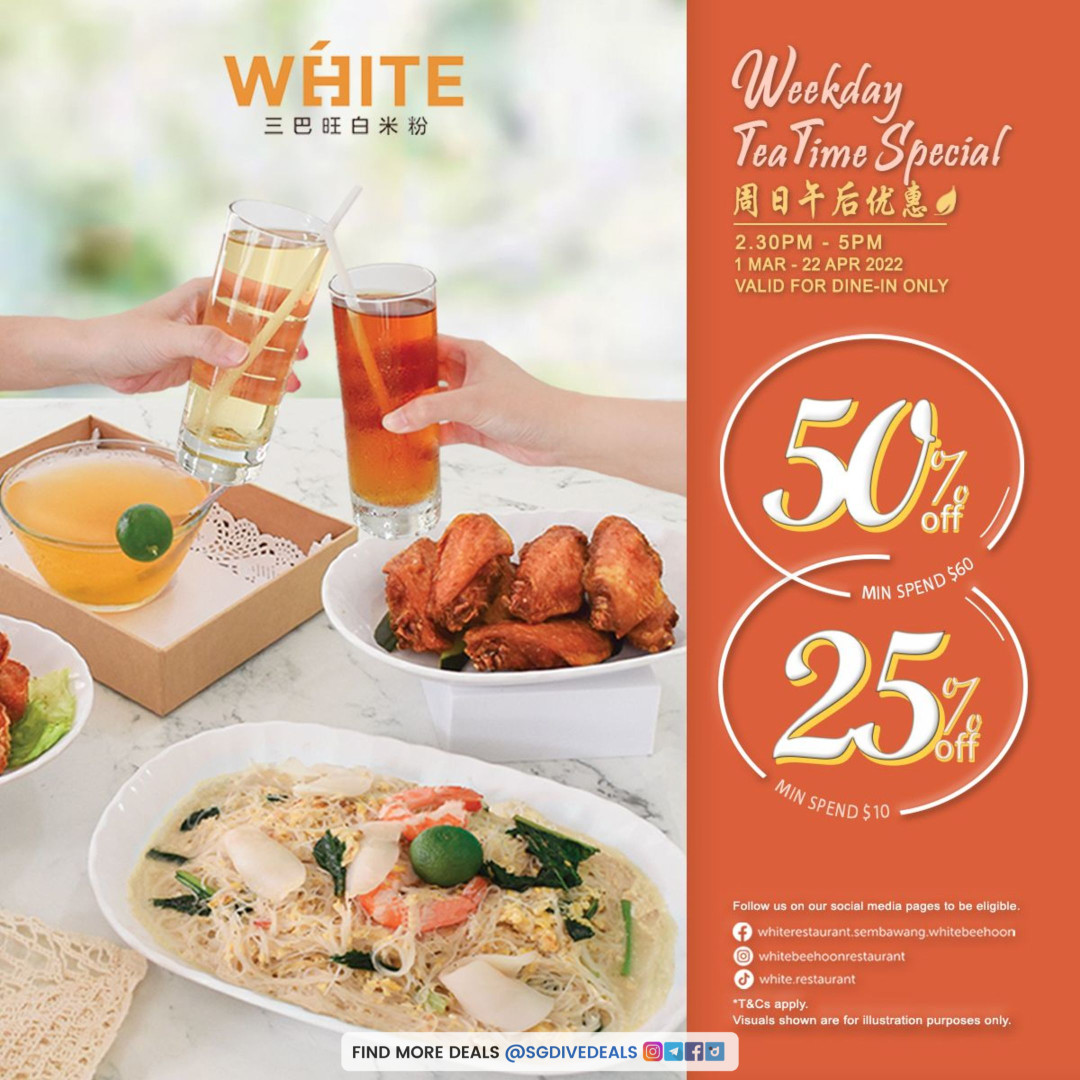 White Restaurant,Weekday Dine-in Promotion: Up to 50% off 
