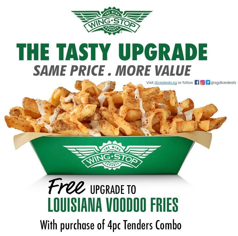 Wingstop FREE upgrade of regular fries deal/promotion | Singapore Feb ...