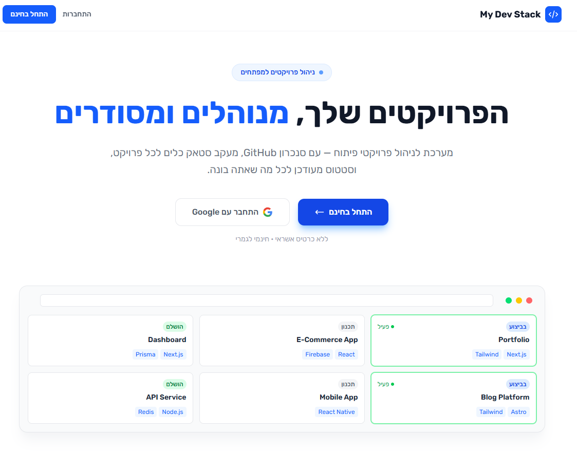 הפרויקטים שלי