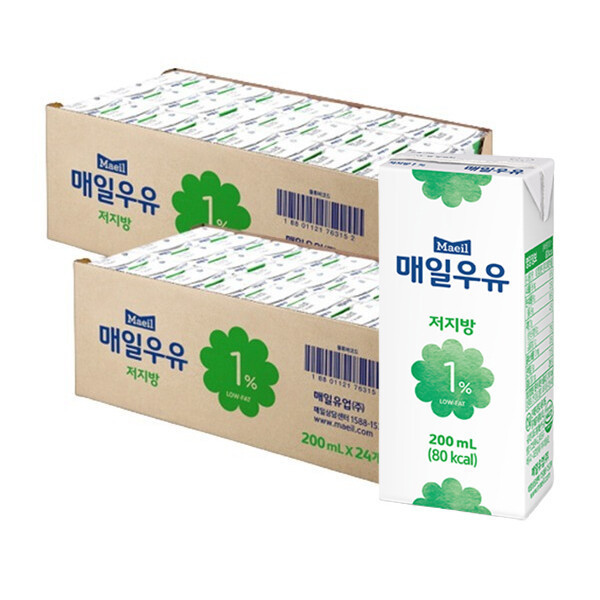 매일 멸균우유 저지방 1프로 200ml