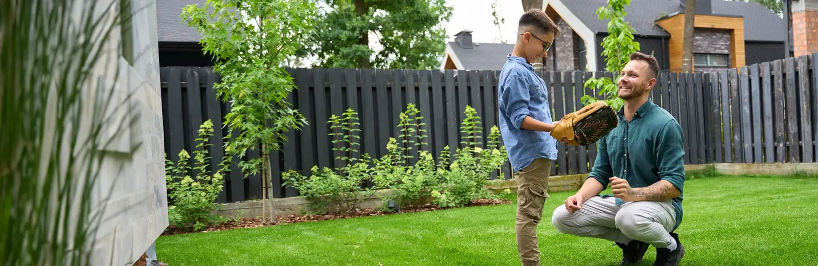 Father son playing catch