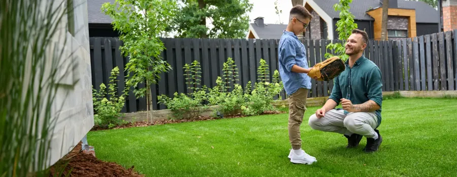 Father son playing catch