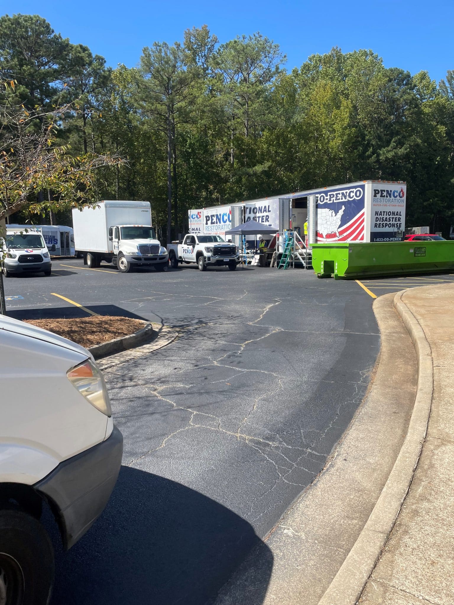 FR and trucks in parking lot