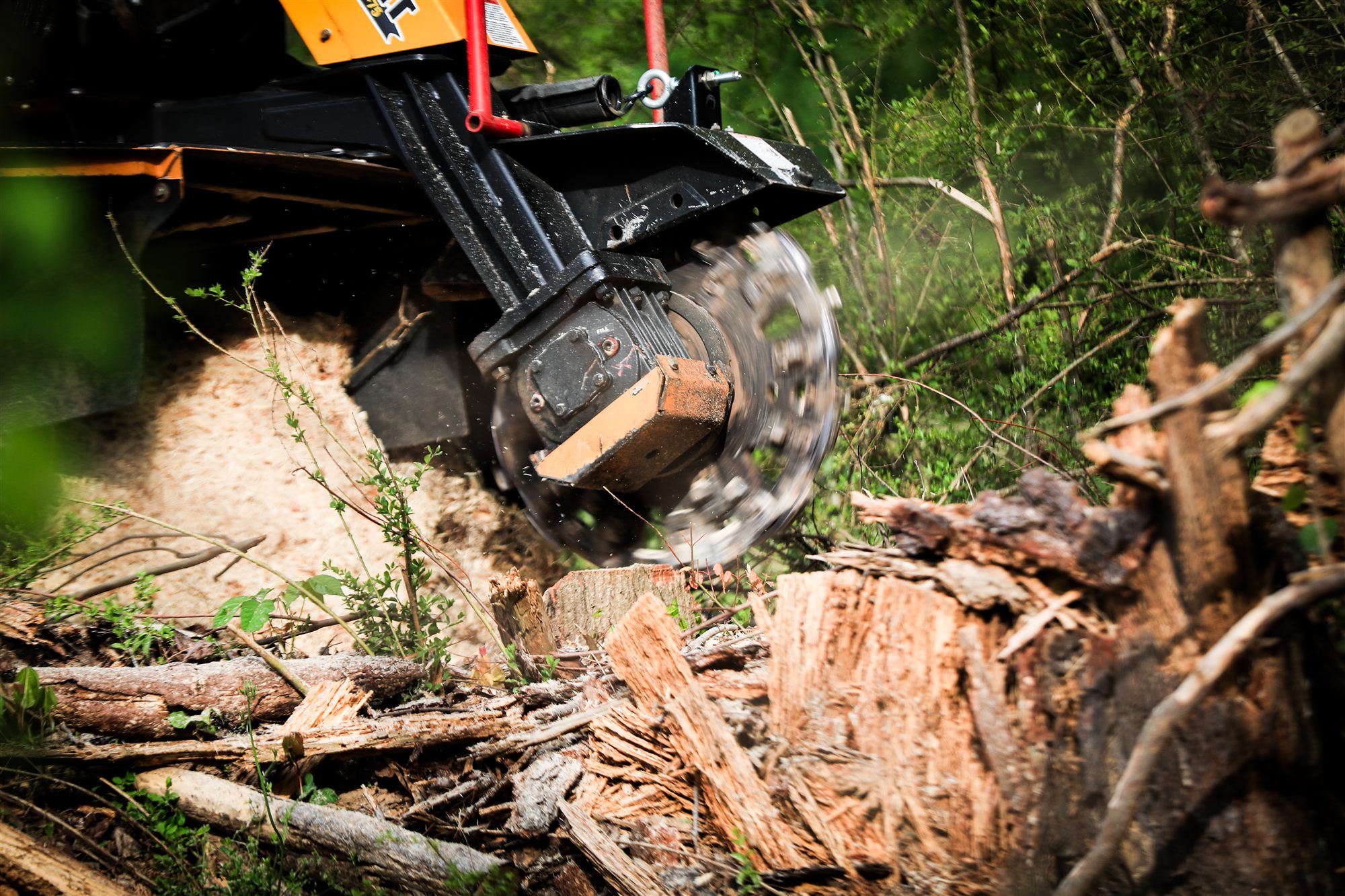 Stump grinding action